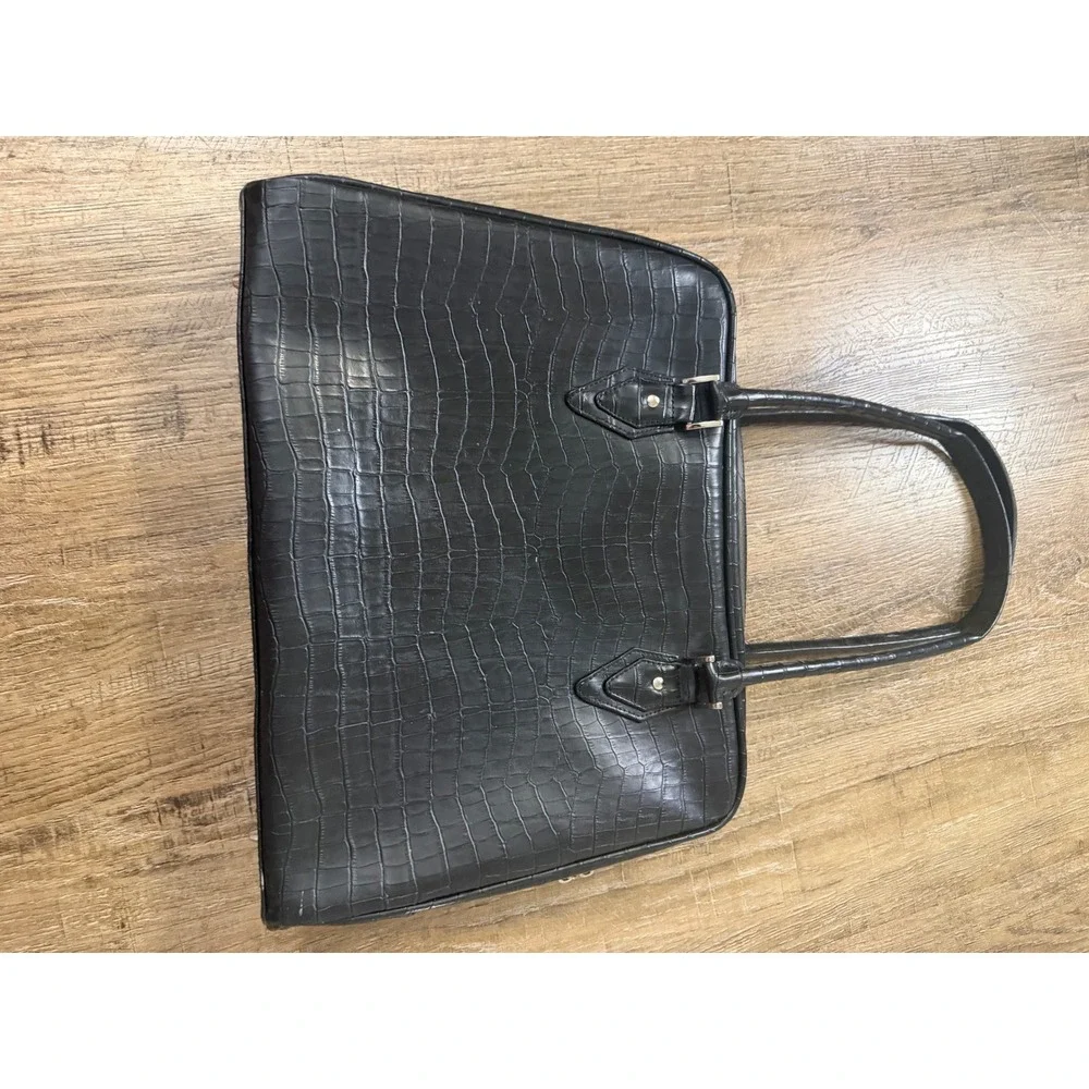 Mobile Edge Black Faux Croc Laptop Tote Bag Briefcase‎ Professional Handbag